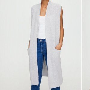 Aritzia Wilfred Olivie Long Cardigan Vest (Size: XS; Color: silver grey)
